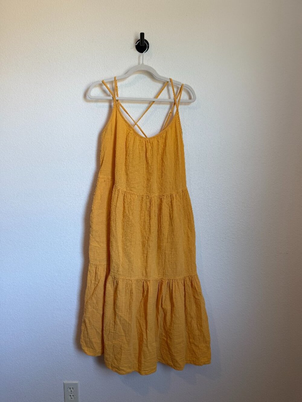 Free Assembly Tiered Gauze Midi Dress 100% Cotton Boho Minimalist Lagenlook - Picture 2 of 9